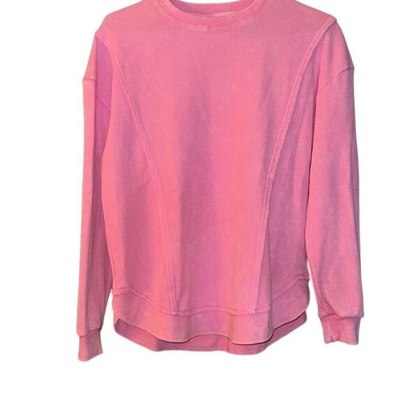 Sunnyside By Sundry Pink Crew Neck Long Sleeve Waffle Thermal Shirt Ladies Small - Picture 1 of 8
